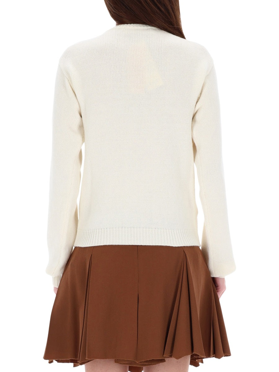 Logo Jersey Ivory Virgin Wool Jumpers