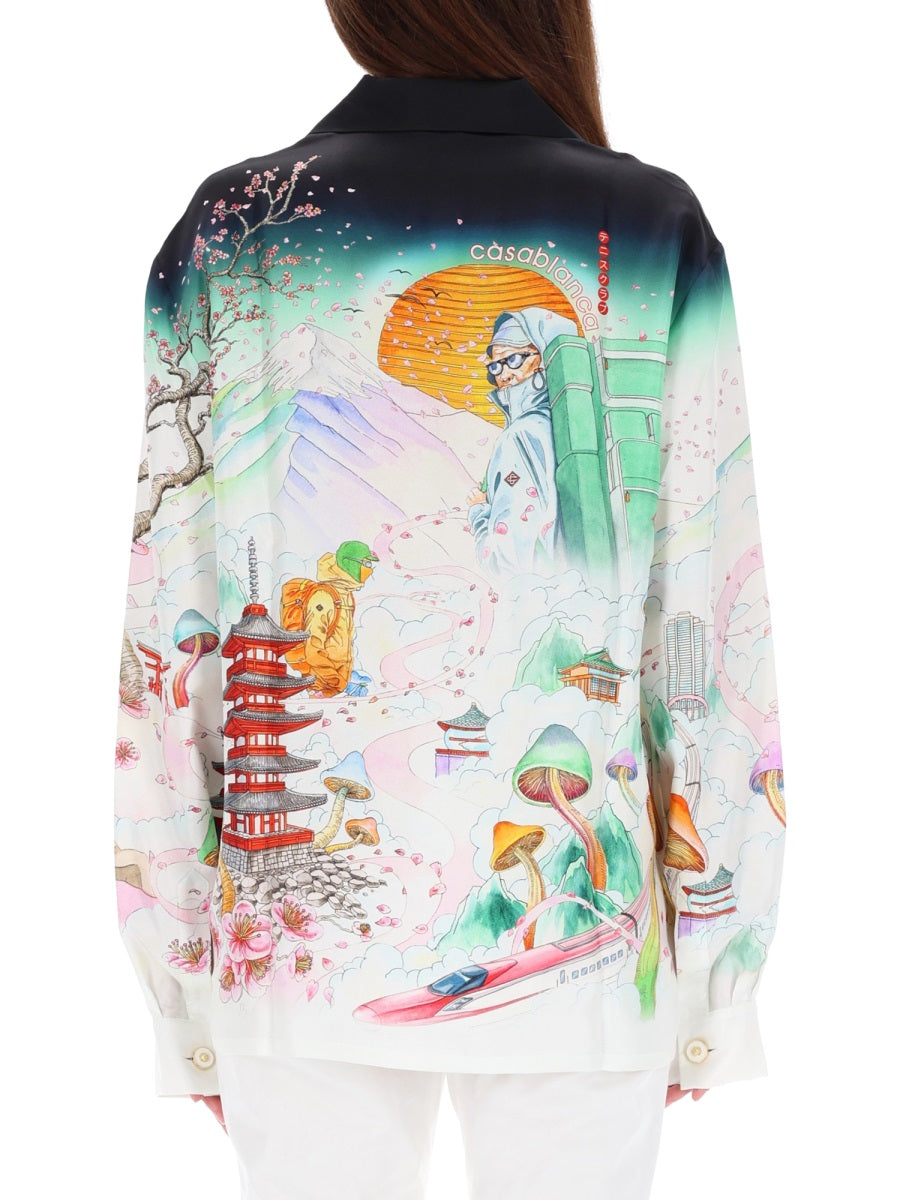 Flower Print Shirt Multicolour Silk