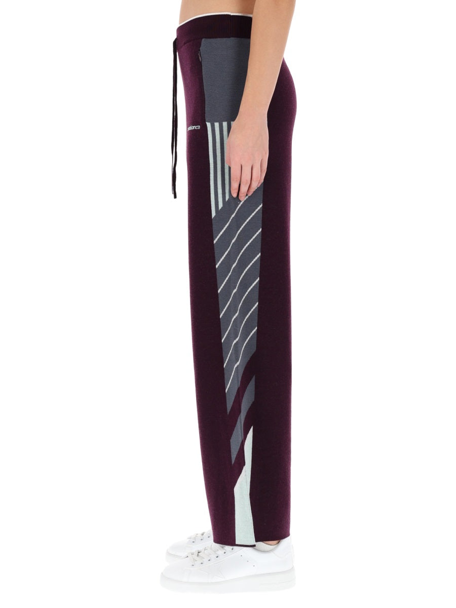 Diagonal Tennis Pants Purple Merino Wool Trousers