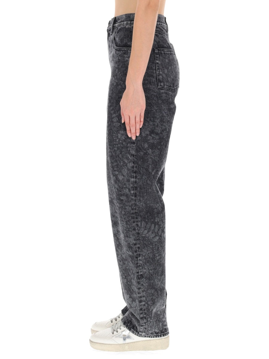 Jeans With Floral Pattern Black Cotton