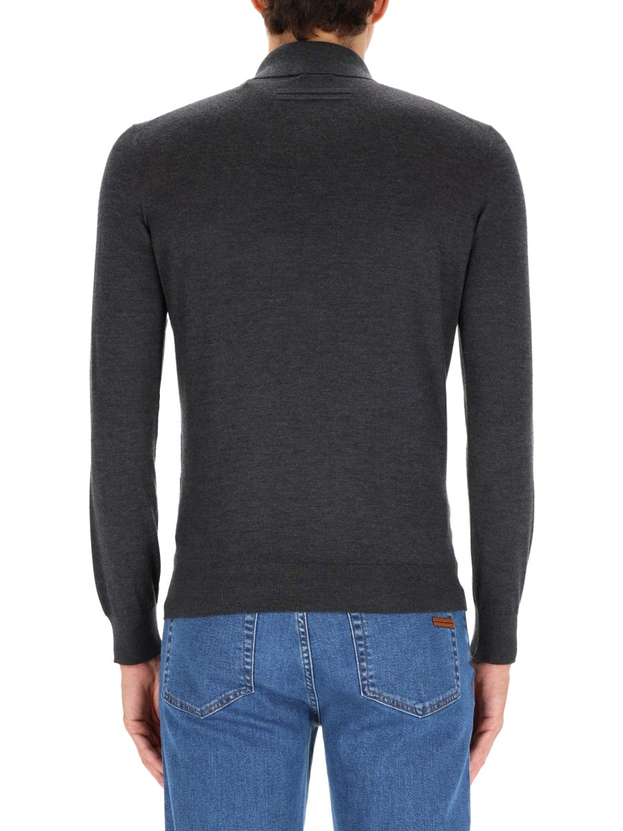 Cashmere Polo Shirt Charcoal Silk