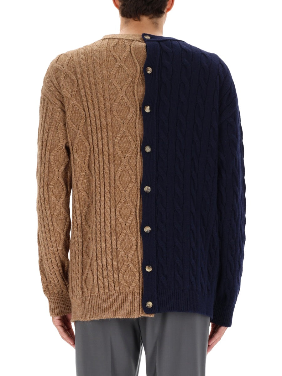Bicolor Cardigan Brown Acrylic Jumpers