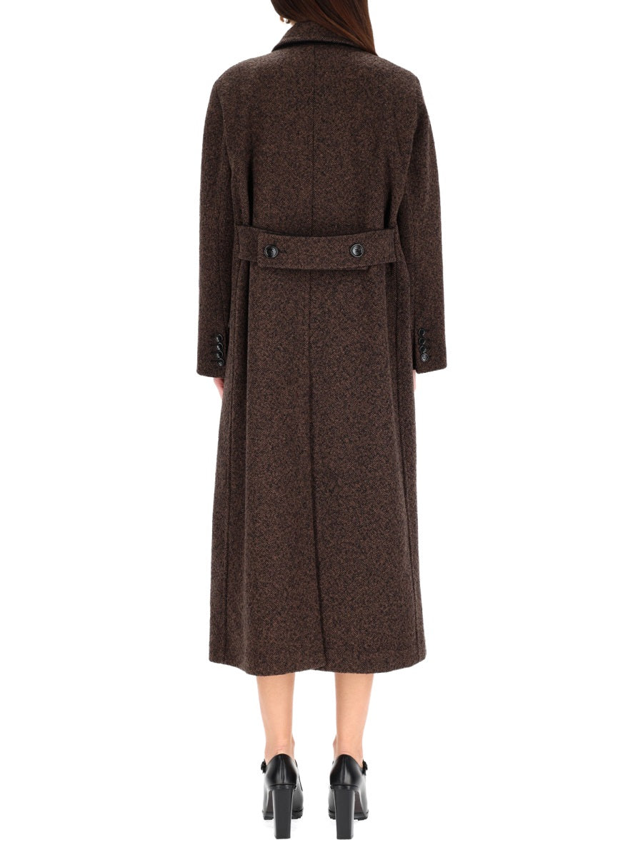 Wool-Blend Coat Bow Black Virgin Wool Trench & Raincoats