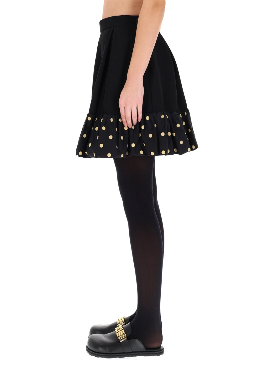 Polka Dots Skirt Black Virgin Wool