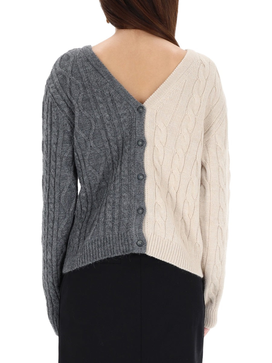 Two-Tone Cardigan Grey Acrylic Jumpers