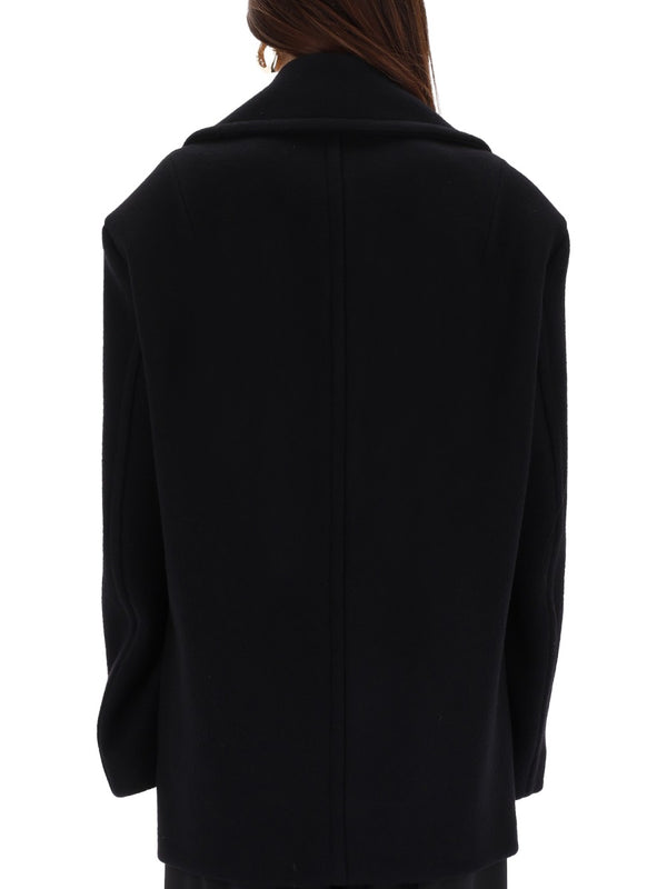 Double-Breasted Coat Black Virgin Wool Trench & Raincoats