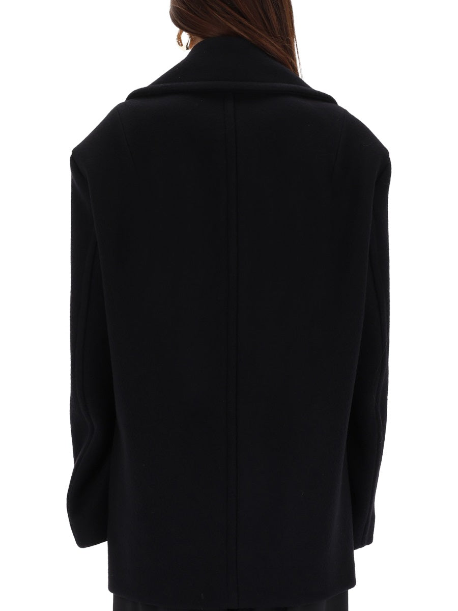 Double-Breasted Coat Black Virgin Wool Trench & Raincoats