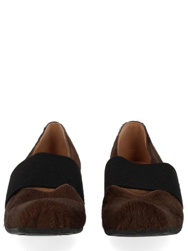 Square Toe Leather Ballerina Flats Grey