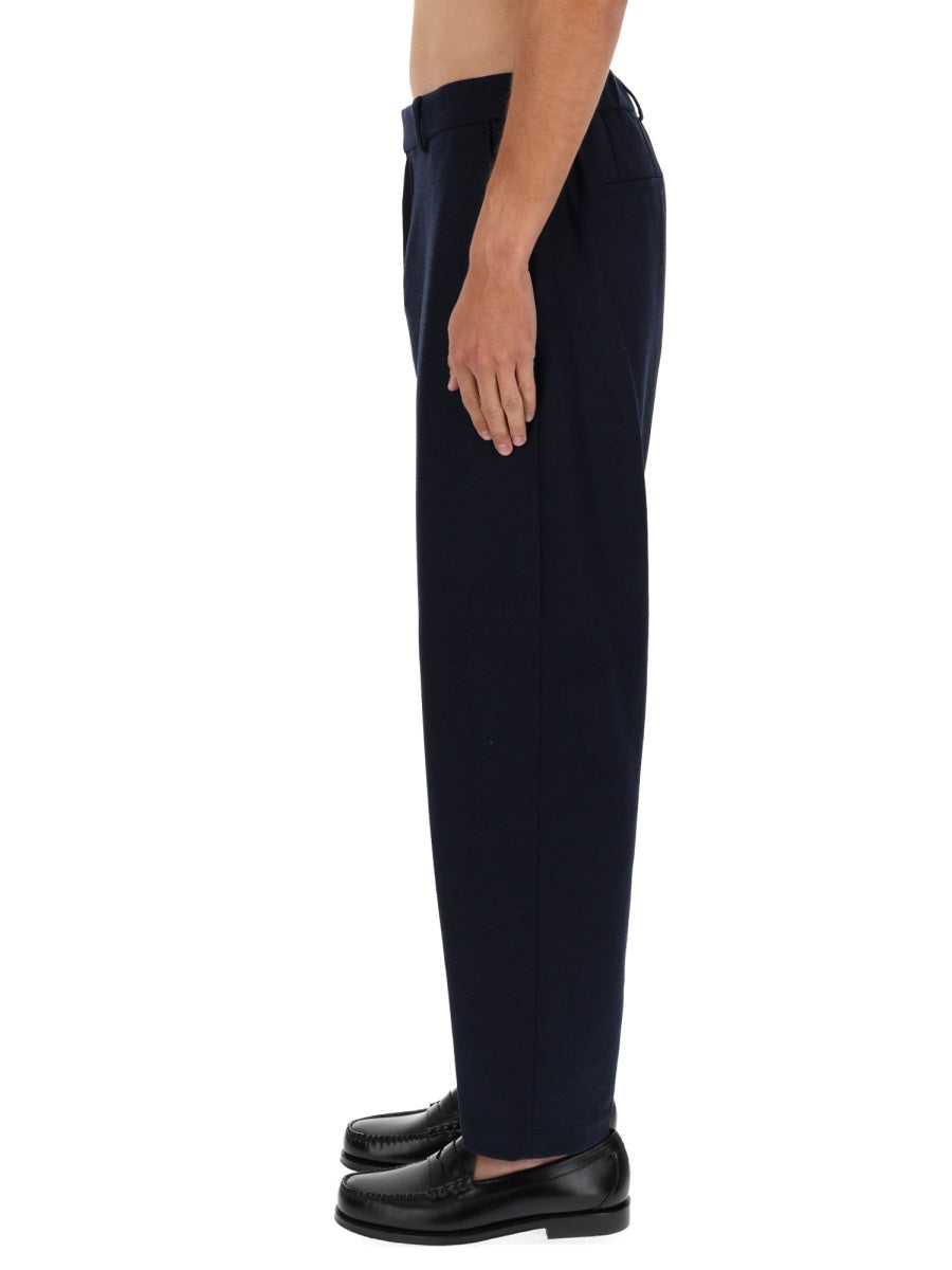 Blue Formal Pants With Relaxed Fit Polyester Trousers