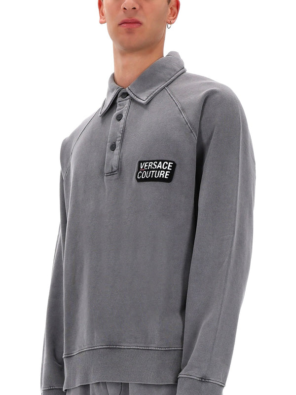 Sweatshirt With Logo Grey Cotton Sweatshirts