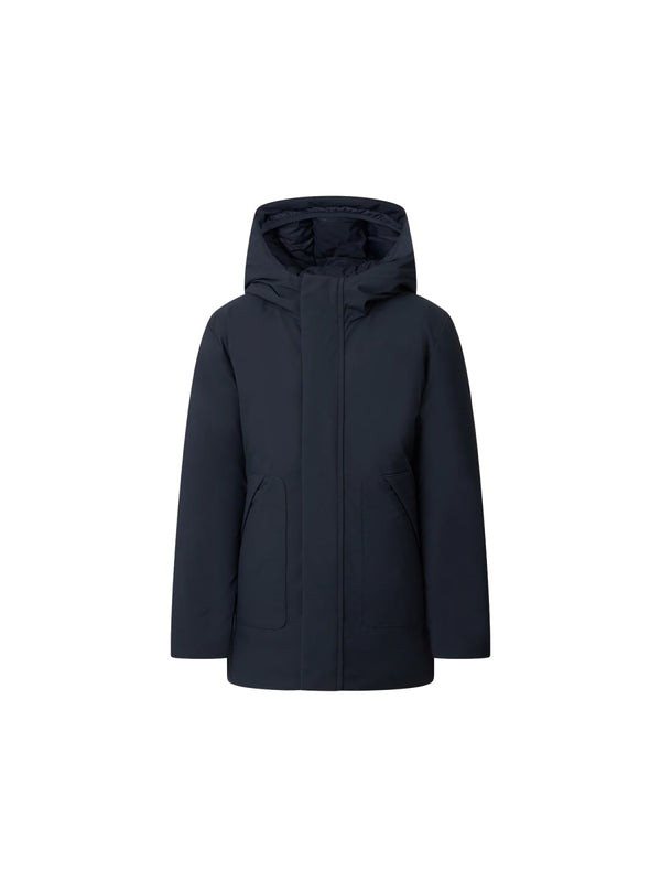 Hooded Jacket Blue Polyester Trench & Raincoats