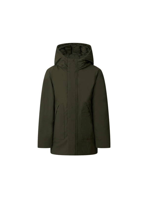 Hooded Jacket Green Polyester Trench & Raincoats