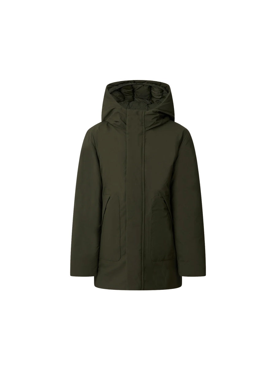 Hooded Jacket Green Polyester Trench & Raincoats