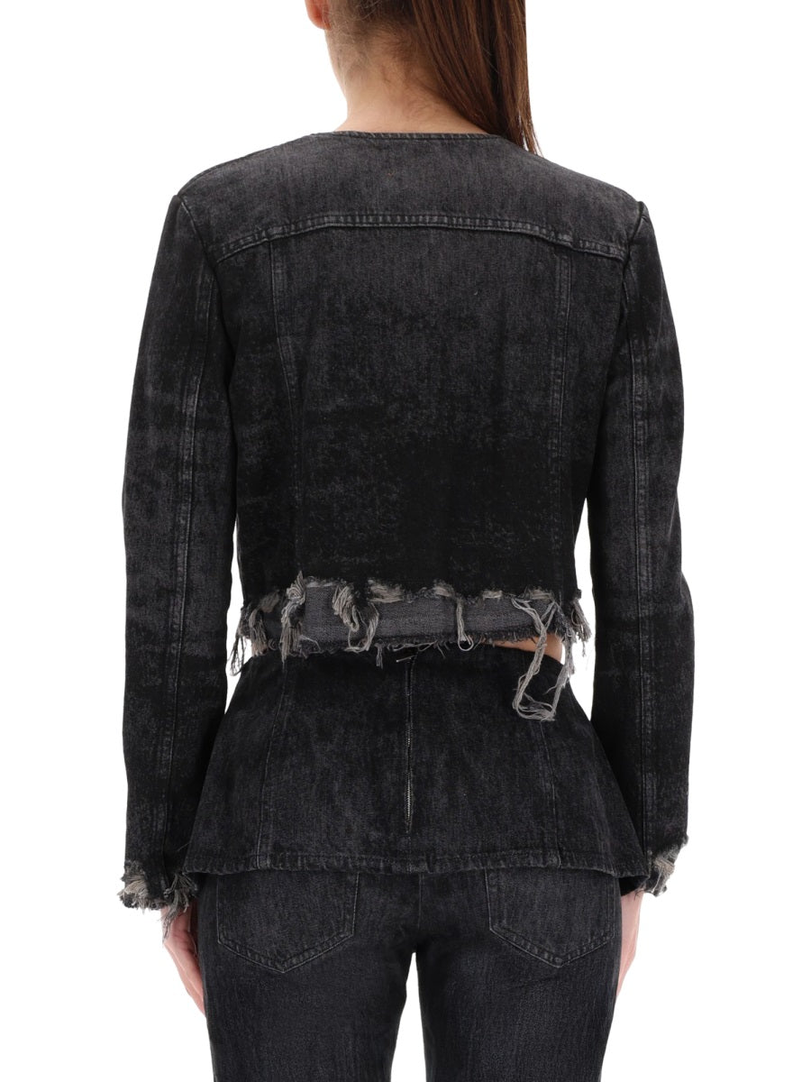 Cropped Fit Jacket Black Cotton