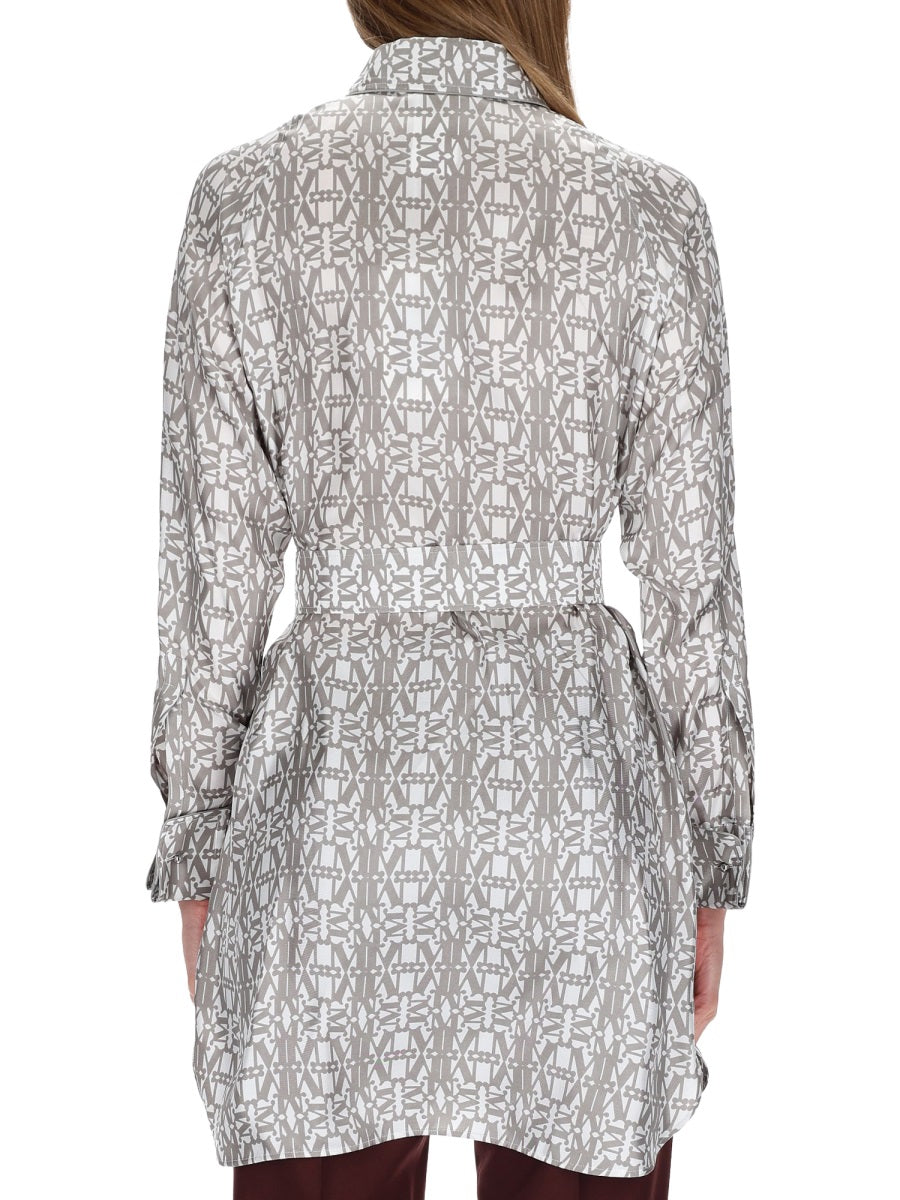 Chemisier Dress Printed Silk, Nude