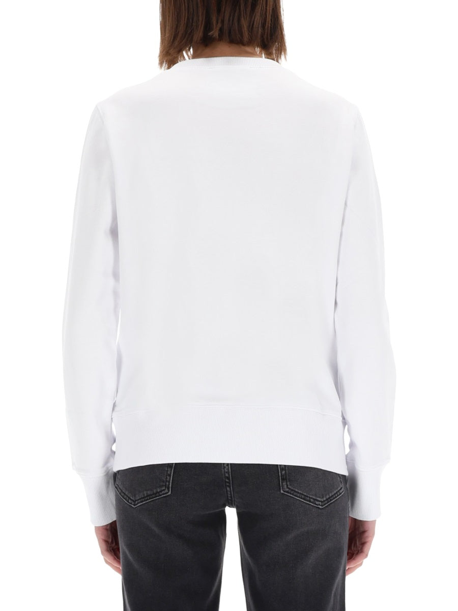 Sweatshirt With Baroque Logo Patch White Cotton Sweatshirts