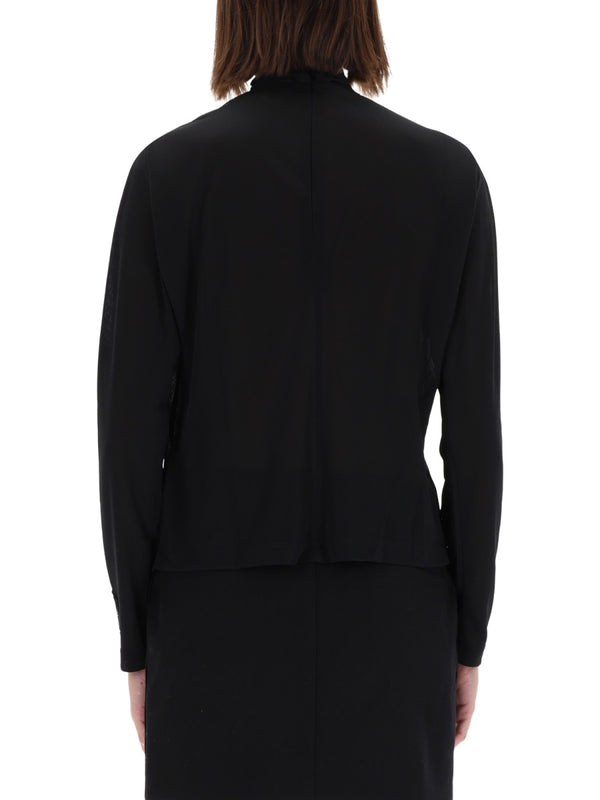 Shirt With Draped Collar Black Polyester