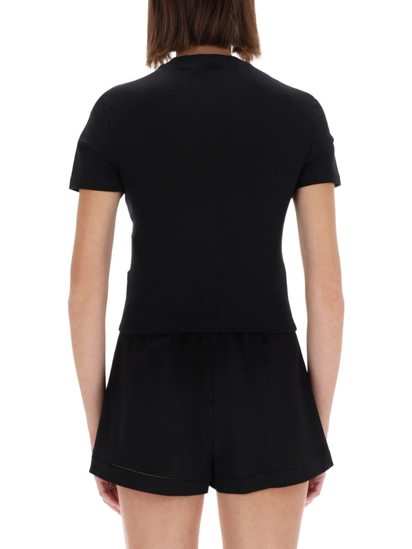 V-Emblem T-Shirt Black Cotton T-shirts