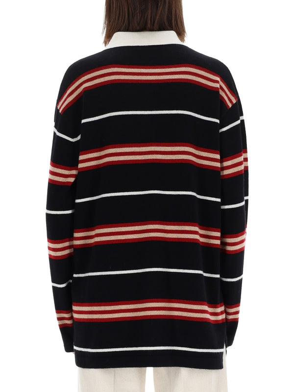 Striped Polo Shirt Black Cashmere