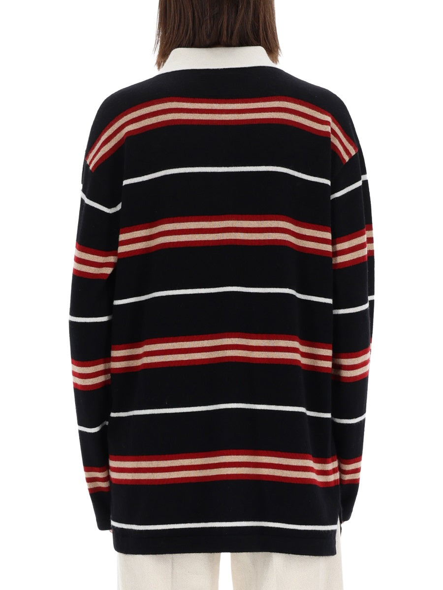 Striped Polo Shirt Black Cashmere