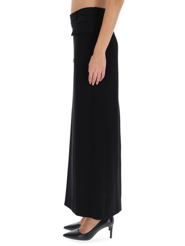 Long Sartorial Skirt Black Viscose Wool