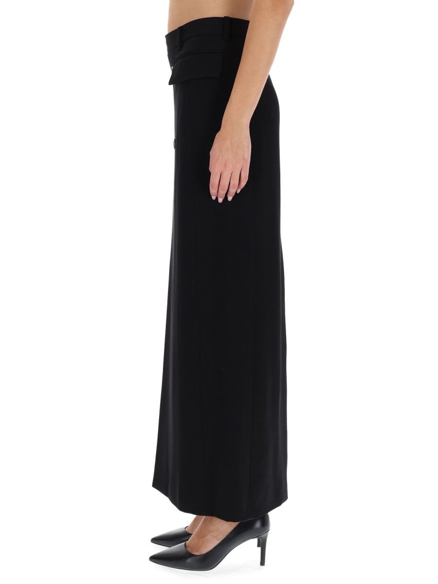 Long Sartorial Skirt Black Viscose Wool