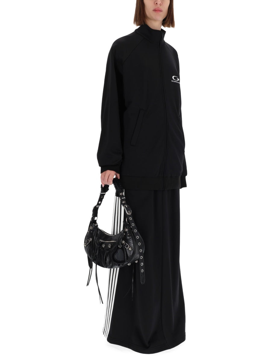 Sweatshirt With Logo — Black Polyamide Track Pants