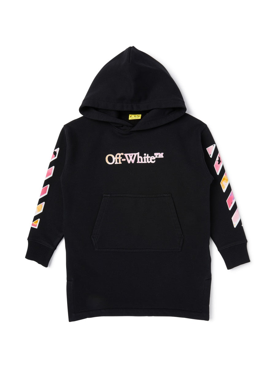 Dress Watercolor Hoodie Black Elastane