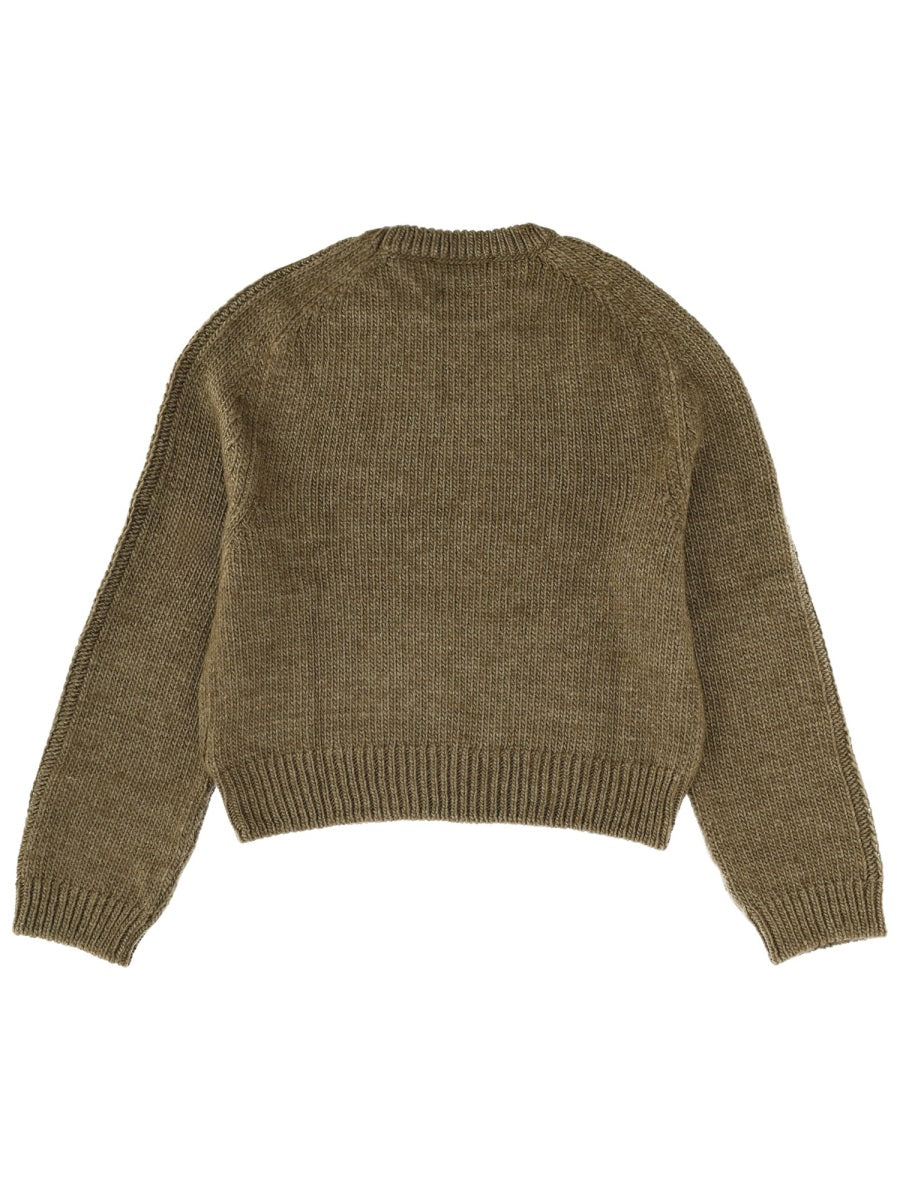 True Roundneck Sweater Green Wool Silk Jumpers