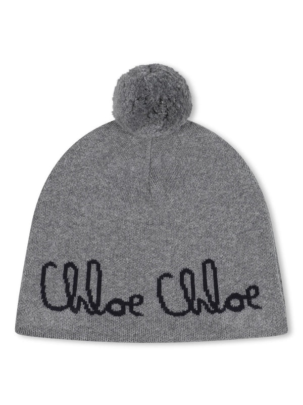 Hat With Logo Grey Cotton