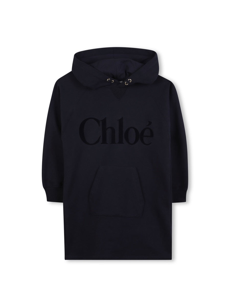 Hooded Cotton Dress Blue