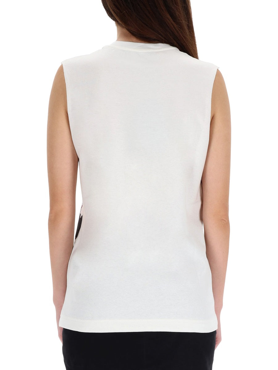 Top With Print White Cotton T-shirts