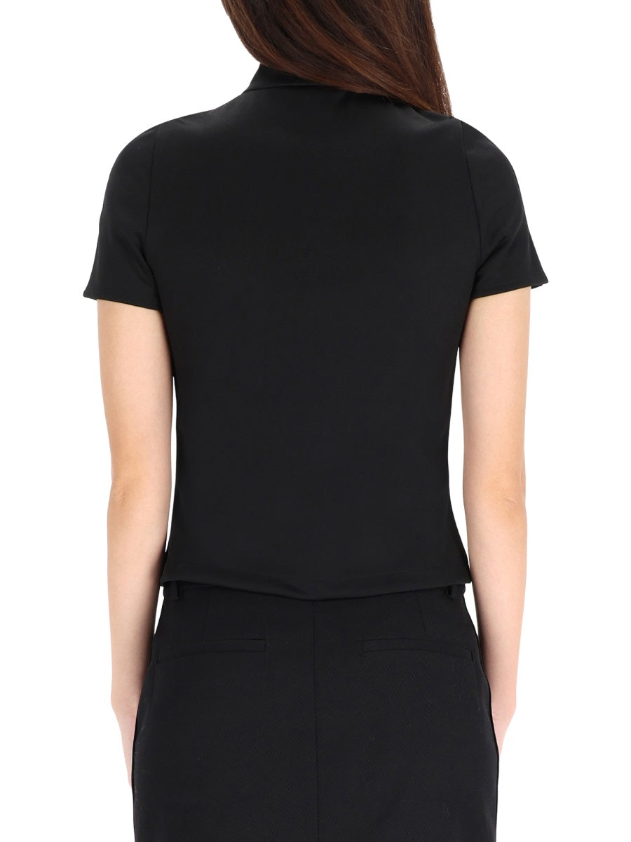 Interlock Top Black Polyester Tops