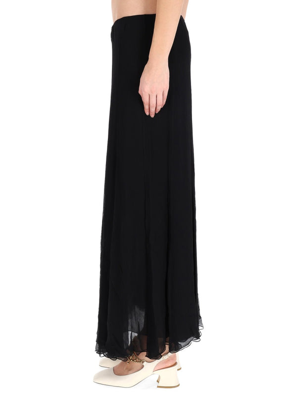 Silk Muslin Maxi Skirt Black