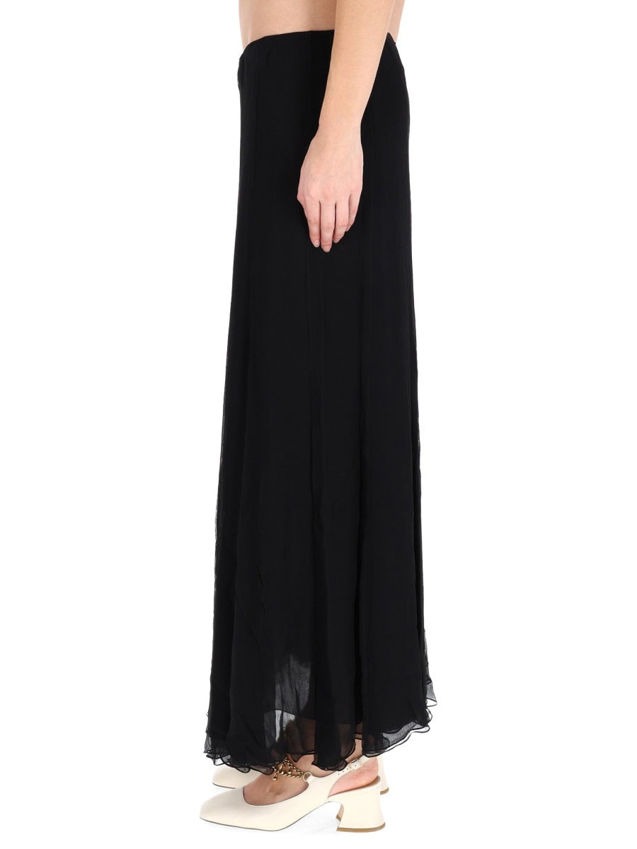 Silk Muslin Maxi Skirt Black