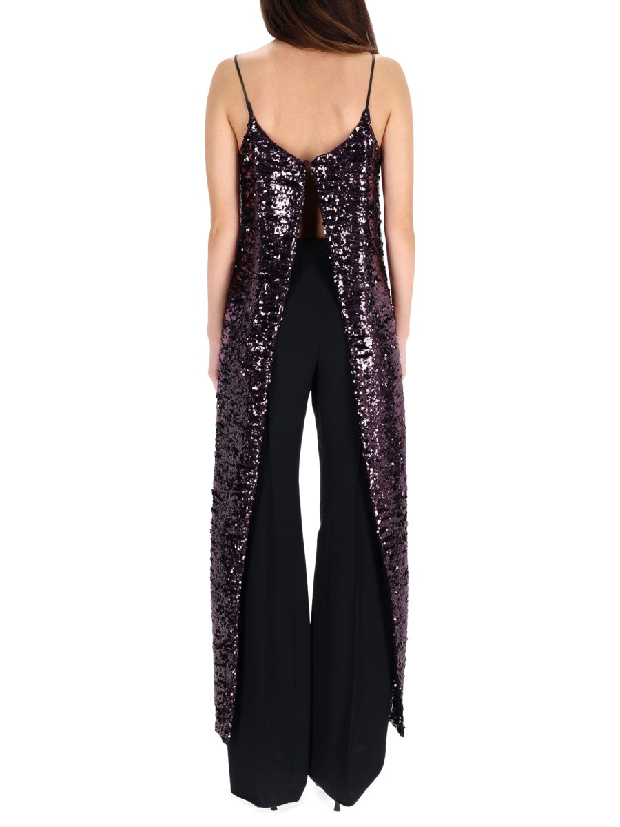 Sequin Top Purple Polyester Dress