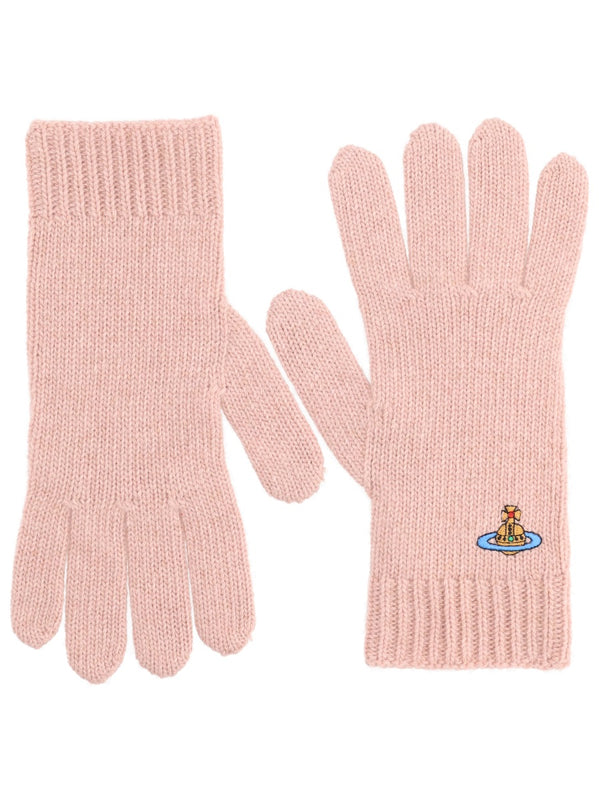 Gloves With Orb Embroidery Nude Cashmere