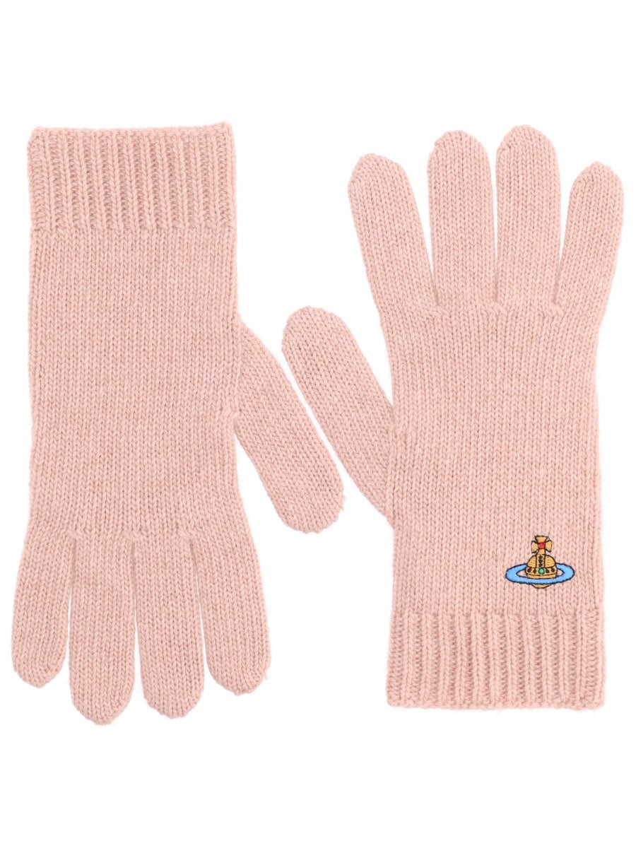 Gloves With Orb Embroidery Nude Cashmere