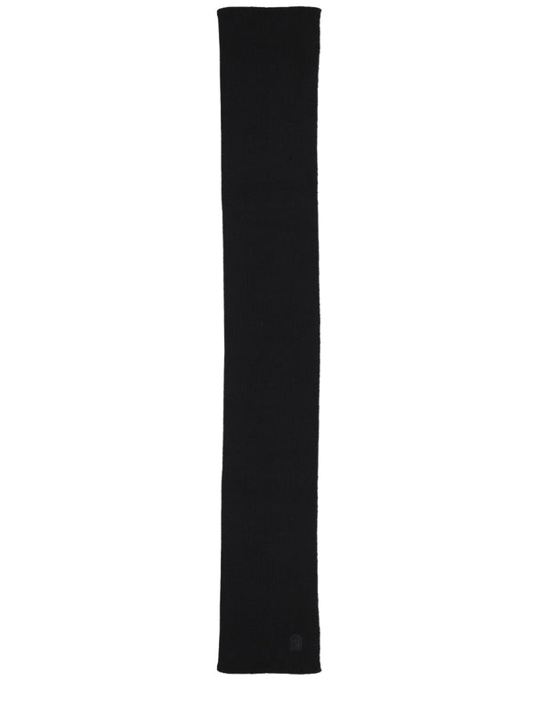 Plain Scarf Black Merino Wool Extra Fine