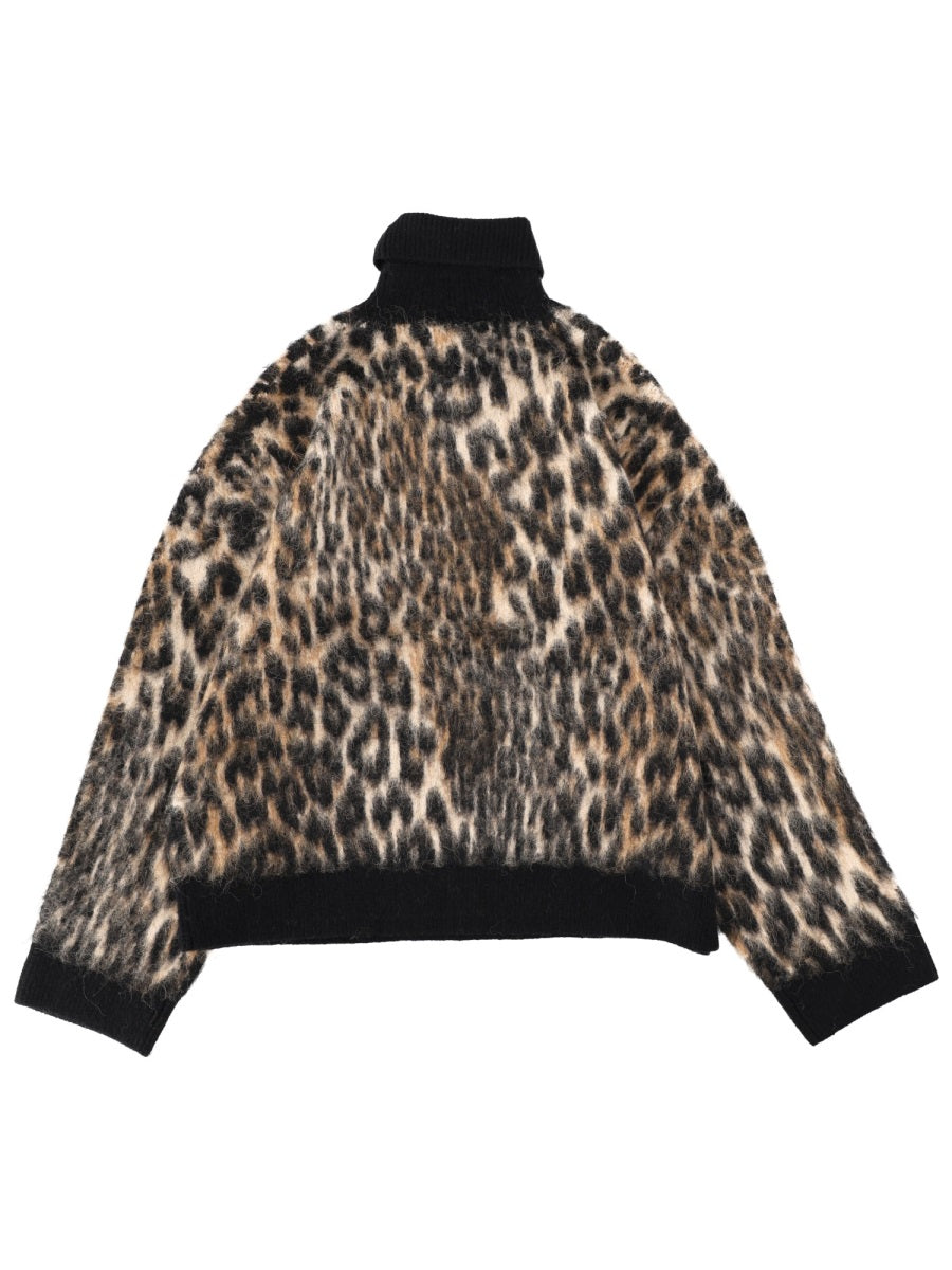 High Collar Sweater Animalier Alpaca Wool Jumpers