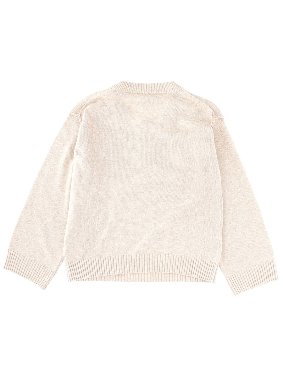 Logo Sweater Beige Wool Jumpers