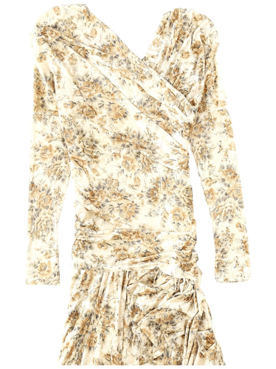 Long Dress With Print Ivory Recycled Polyester