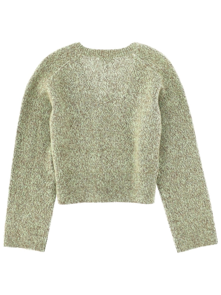 V-Neck Sweater Green Wool Jumpers