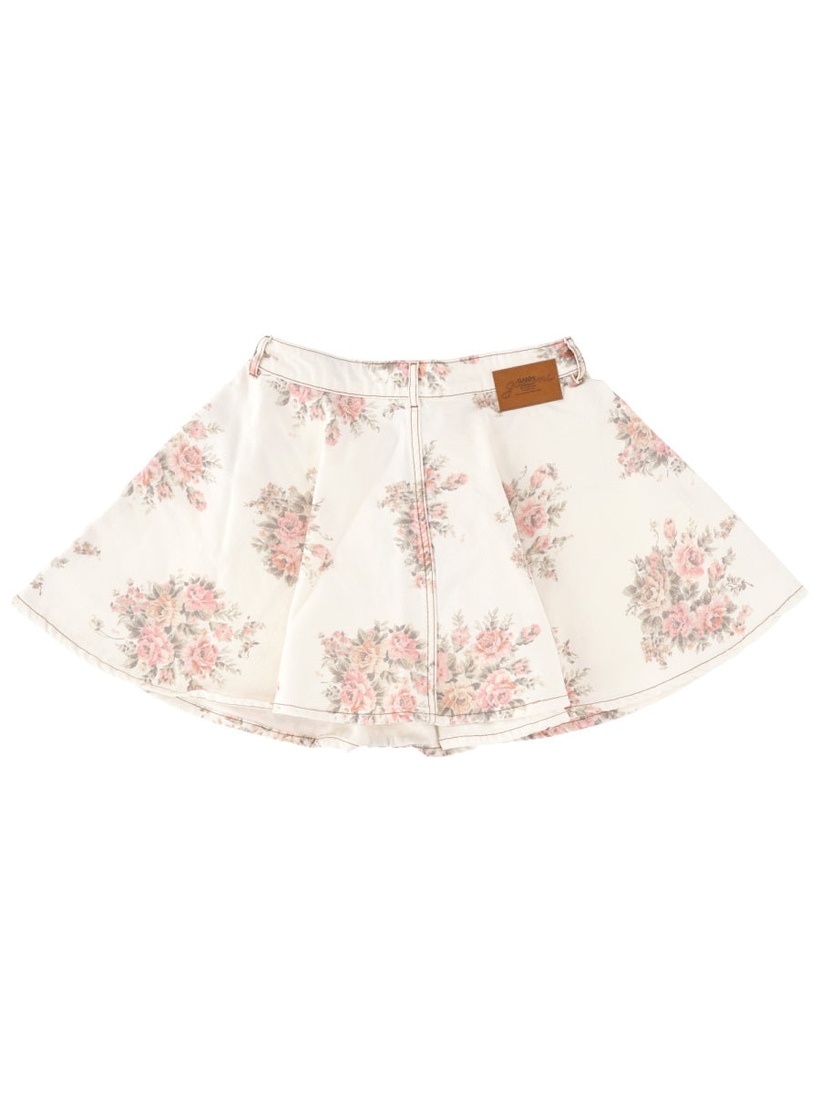 Denim Miniskirt Ivory Organic Cotton Skirt