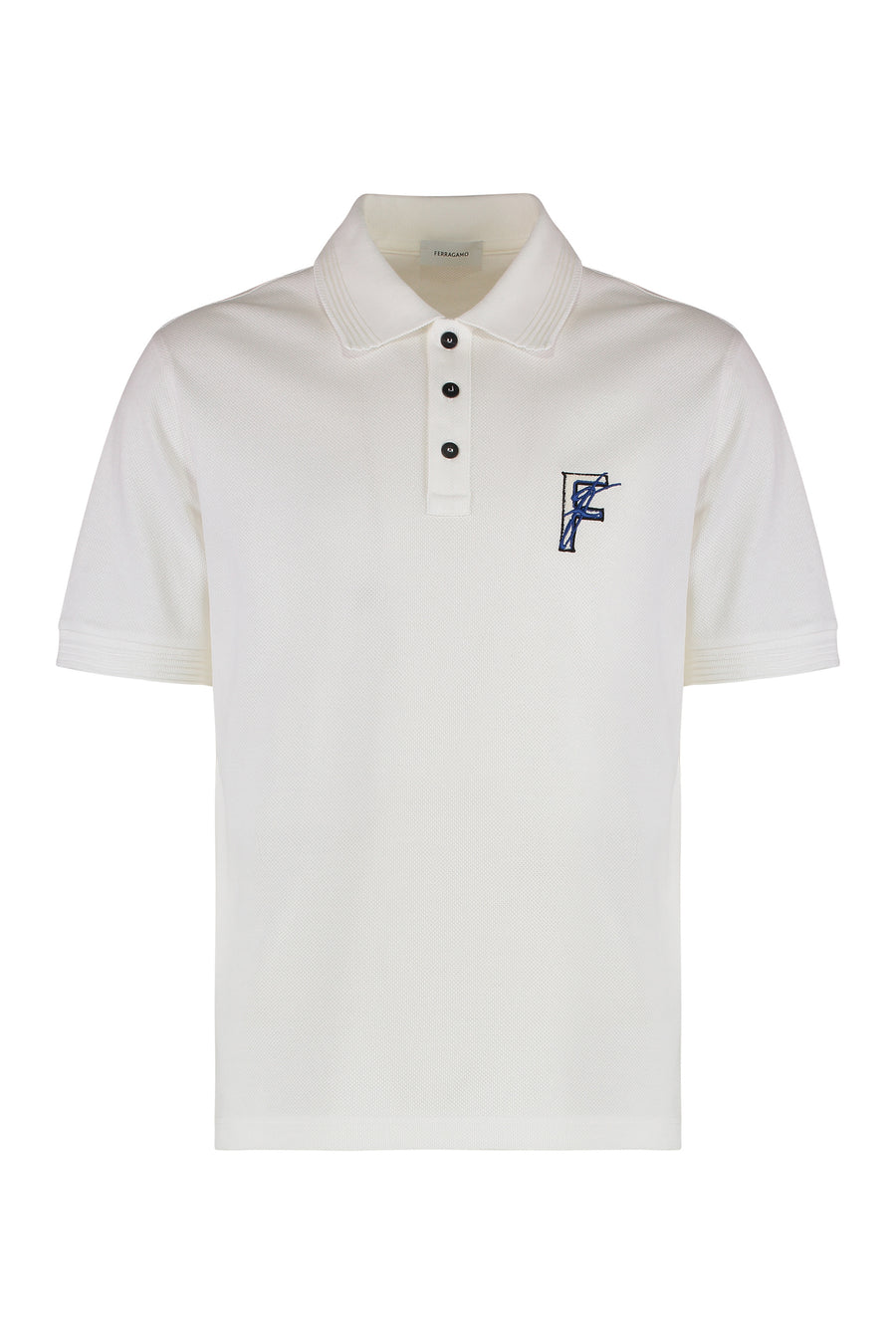 Ferragamo Cotton-Piqué Polo Shirt White