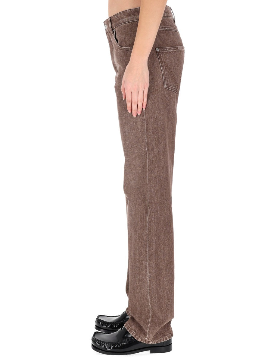 Straight Denim Jeans Brown Cotton Trousers