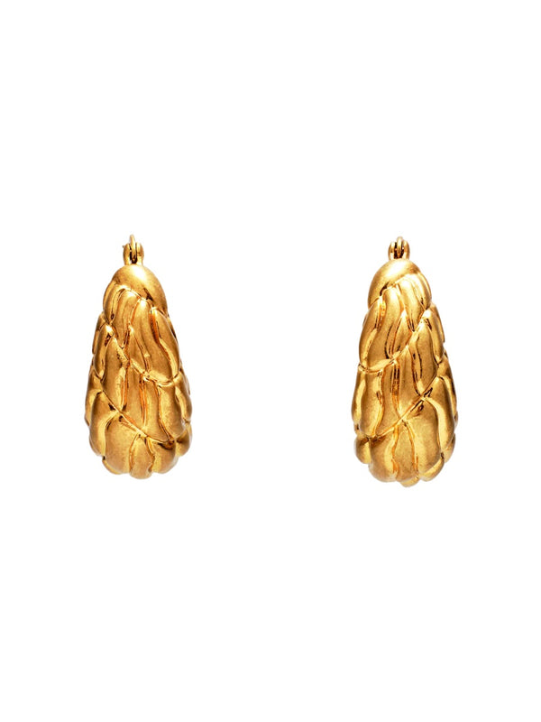 Flour Earrings Gold Brass Plated Metal