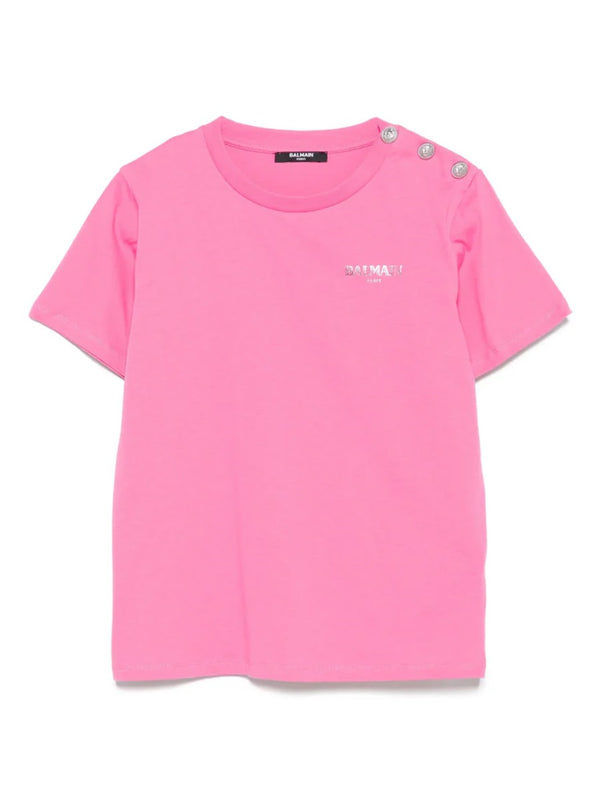 T-Shirt With Logo Pink Cotton T-shirts