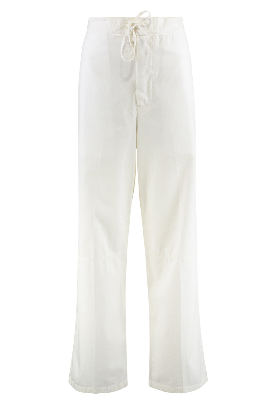 Cotton Trousers White Wide-leg