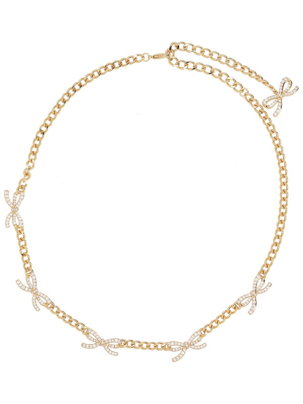 Necklace With Bows And Crystals Gold Copper Necklaces